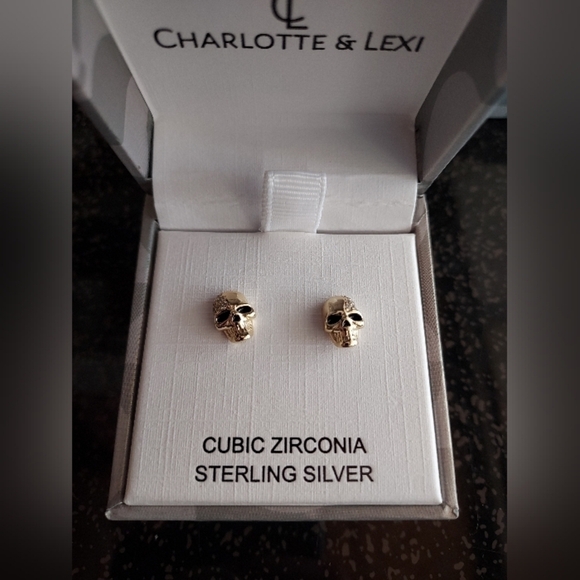 Charlotte and Lexi skull stud sterling silver earrings - Picture 1 of 8